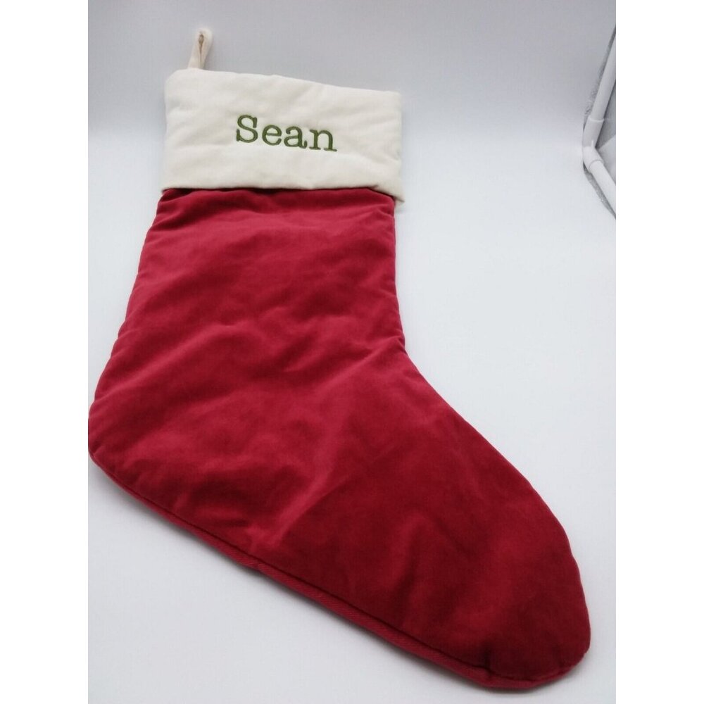 Pottery Barn Sean Velvet Stocking Christmas Holiday Monogrammed Sean